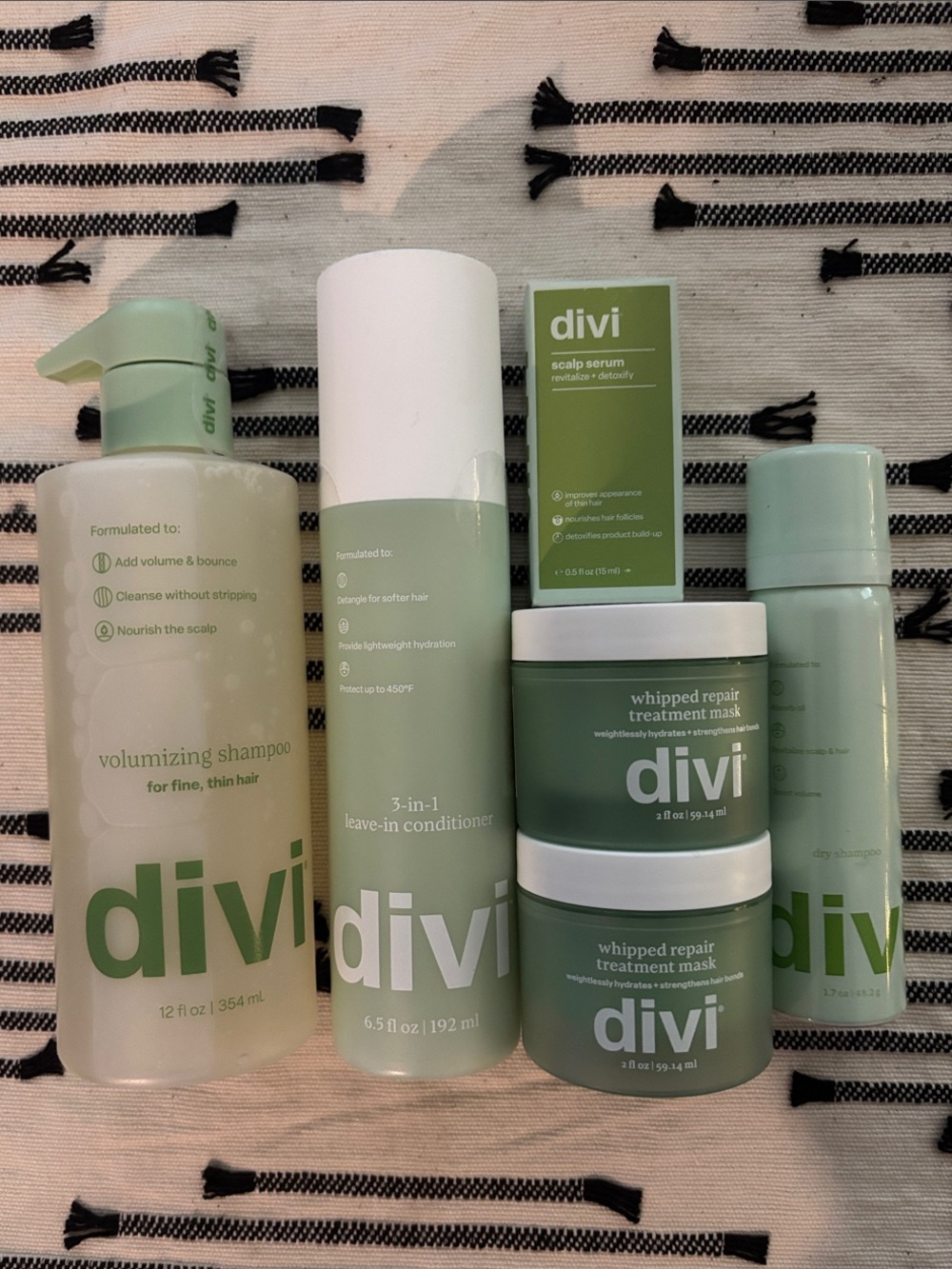 Divi Hair Care Set Shampoo Serum Leave-In Mask Fine/Thin Sulfate-Free Vegan